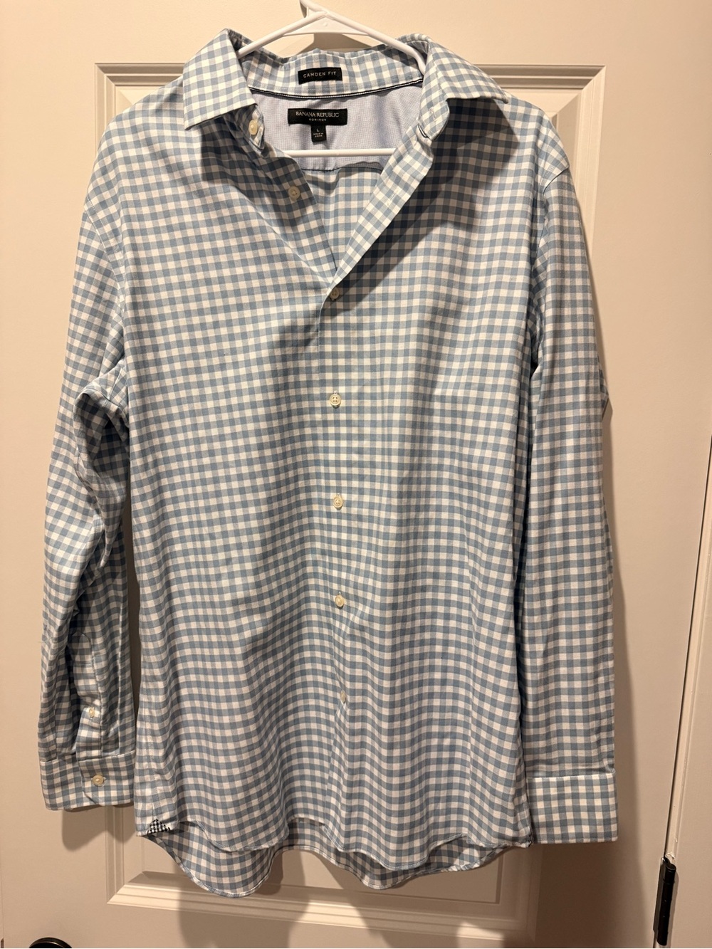 Banana Republic Light Blue and White Gingham Dress Shirt